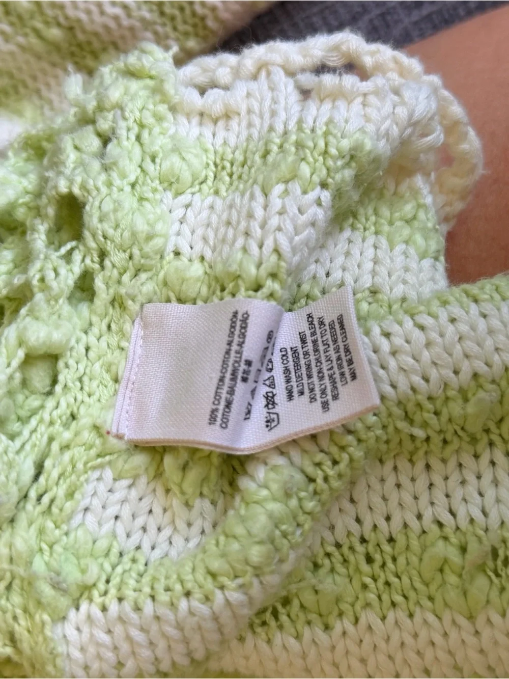 Free People Chunky Knit Sweater Small Mint Green Open Knit Cotton Blend Boho